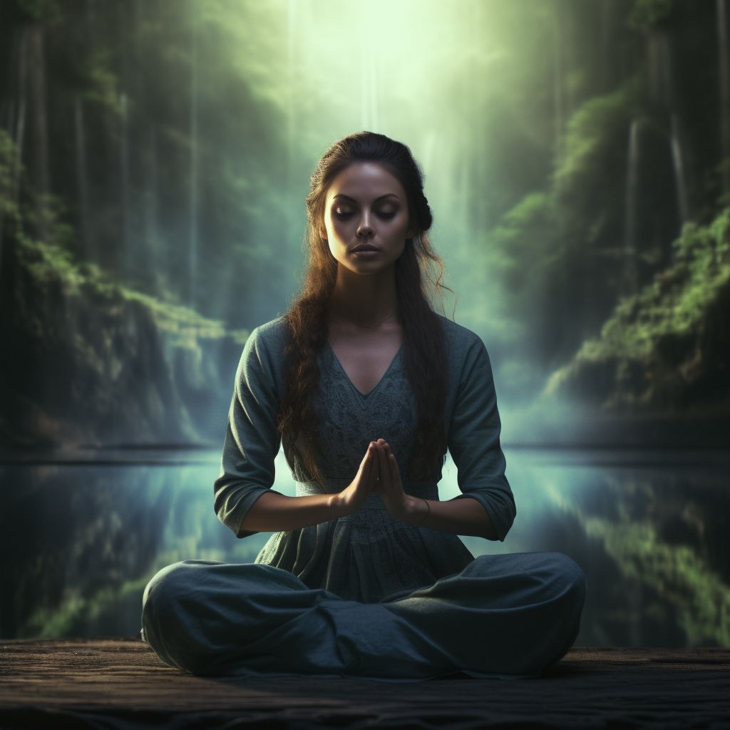 Woman alone meditating