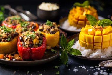 Stuffed peppers and mango sticky rice